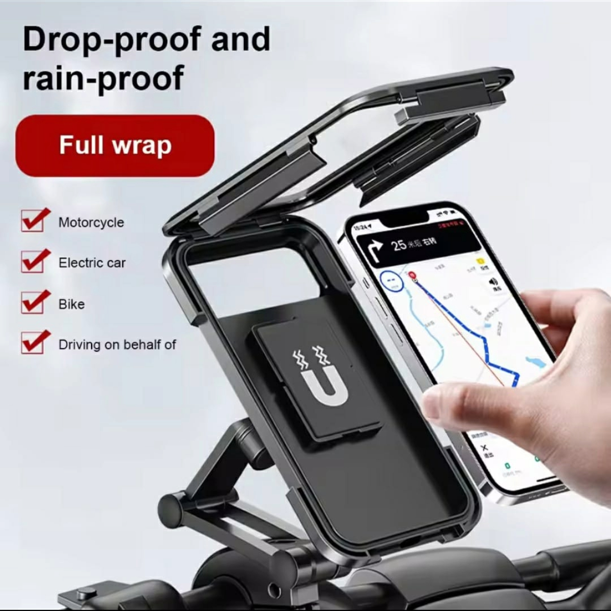 1774551423-product_image_24153 Waterproof 360° Rotation Motorcycle Bicycle Handlebar Mount Phone Bracket Holder - Image 1
