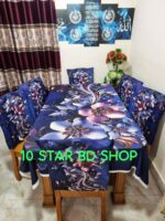 আকর্ষণীয় 3D ফ্লোরাল প্রিন্টের ডাইনিং টেবিল কভার ও চেয়ার কভার সেট - Image 7